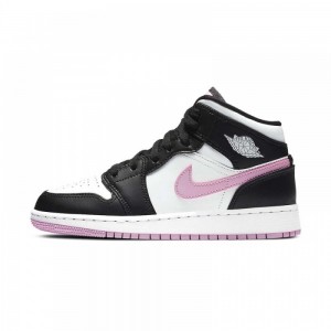 Nike AIR JORDAN 1 MID GS "WHITE LIGHT ARCTIC PINK" 555112-103 White/Light Artic Pink-black | 46RGUCAJD