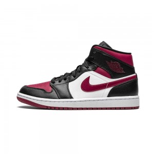 Nike Air Jordan 1 Mid-High "Bred Bombeu" 554724-066 Black/Gym Red-white | 60BIVSJLP