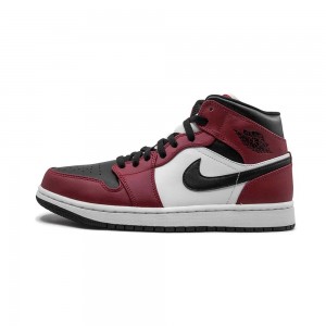 Nike Air Jordan 1 Mid-High "Chicago Black Bombeu" 554724-069 Black/Gym Red/White | 42BJWZGME