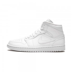 Nike Air Jordan 1 Mid-High "Triple White" 554724-129 White/White/White | 35VBPMXCU